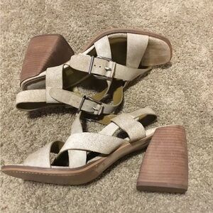 Vince Camuto Cream Strappy Block Heels